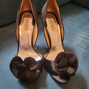Black Badgley Mischka Peep Toed Heels (Size 10)